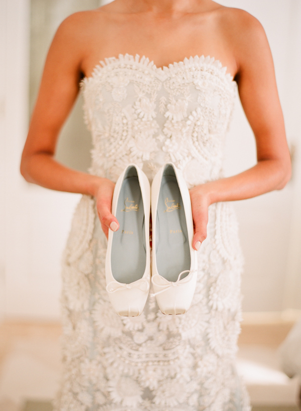 white bridal shoes wedding photo by Elizabeth Messina Photography
